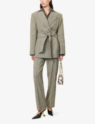 Camilla And Marc Womens Khaki Marle Noma Straight-leg Woven Trousers In Neutral
