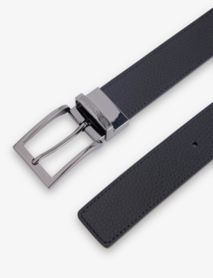 Emporio Armani Mens Nero/nero Square-buckle Leather Belt In Black