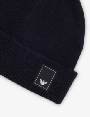 EMPORIO ARMANI: Ribbed Wool and Cashmere Beanie Hat