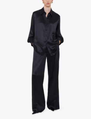 Joseph Womens Dieu Long-sleeved Satin Blouse Black In Black