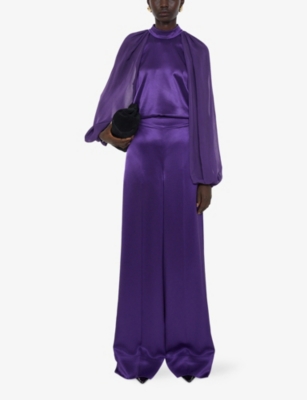 JOSEPH: Dijon Wide-Leg Satin Trousers