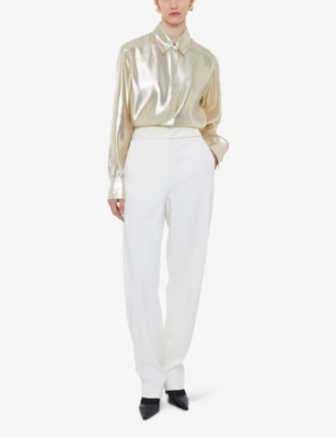 Joseph Womens  Capri Relaxed-fit Silk-blend Blouse In Gold