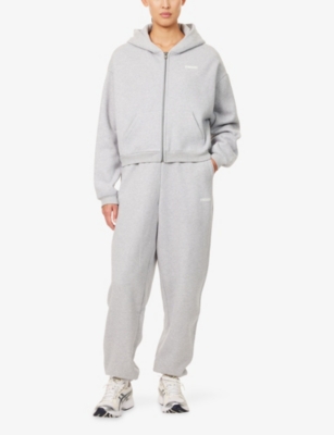 Gymshark Womens  Cosy Luxe Cuffed Sweat-jersey Jogging Bottoms In White