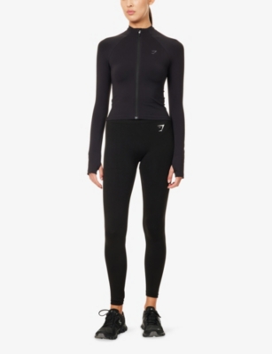 Gymshark Womens Gs Black Soft Sculpt Zip Up Tech-knit Jacket In Black