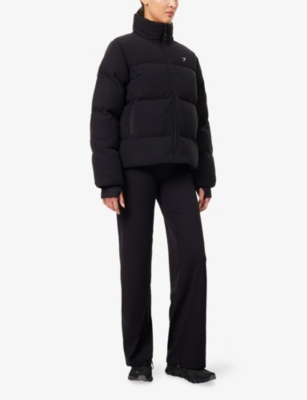 Gymshark Womens Gs Black Sherpa Logo-print Padded Jacket In Black