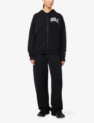 Gymshark Womens  Gslc Graphic Zip-up Cotton-blend Hoody In Black