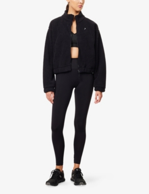 Gymshark Womens Gs Black Sherpa Logo-embroidered Fleece Jacket In Black