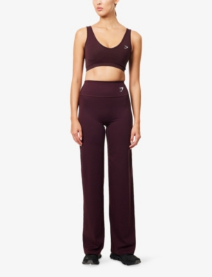 Gymshark Womens Gs Cherry Purple Training High-rise Straight-leg Leggings Xs In Brown