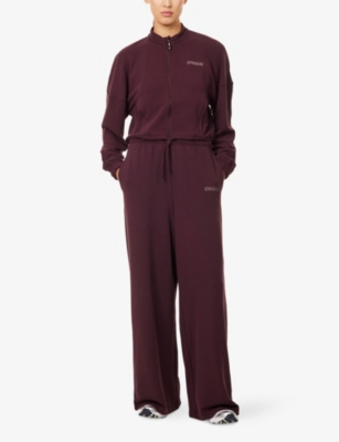 Gymshark Womens  Waffle Wide-leg Jersey Trousers In Burgundy