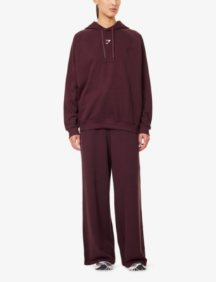 Gymshark Womens  Training Oversized Fleece Cotton-jersey Hoody In Burgundy