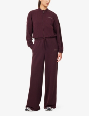 Gymshark Womens  Waffle Midi Zip-up Jersey Jacket In Burgundy