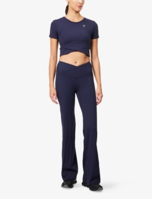 GYMSHARK: Cross-Over Waistband Flared-Leg Leggings