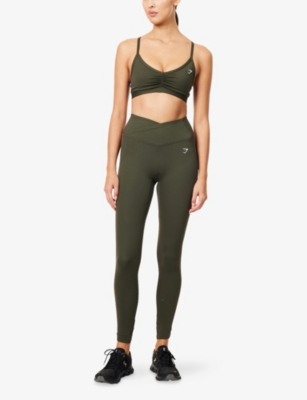 Gymshark Womens  Cross-over Waistband Leggings In Green