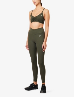 Gymshark Womens  Ruched Medium-support Sports Bra In Green