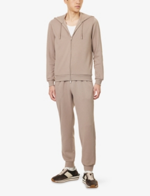 EMPORIO ARMANI: Branded-Panel Regular-Fit Cotton-Blend Hoodie