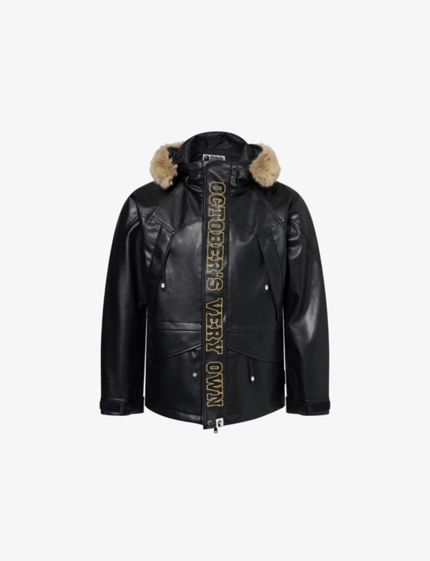 Bape x OVO Metallic-Embroidered Faux-Leather Jacket