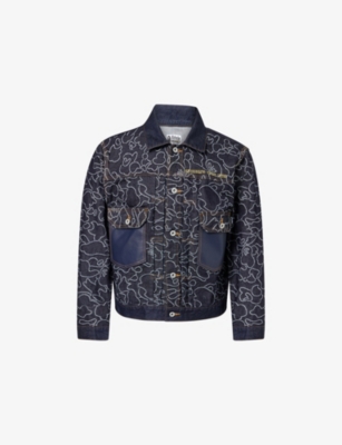 A Bathing Ape Mens Blue Bape X Ovo Camo-jacquard Denim Jacket