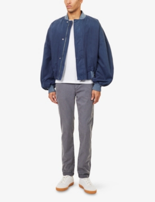 Paige Mens Vintage Blue Ash Fraser Tapered-leg Stretch-woven Trousers In Gray