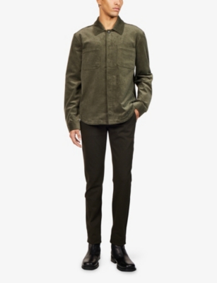 Paige Mens Olive Branch Jace Patch-pocket Cotton-corduroy Jacket In Green