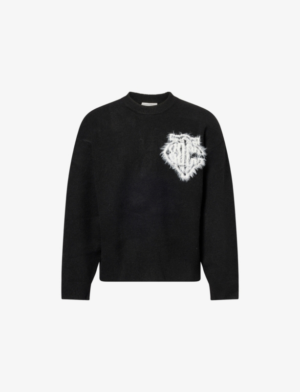 Fluffy Emblem Knitted Jumper