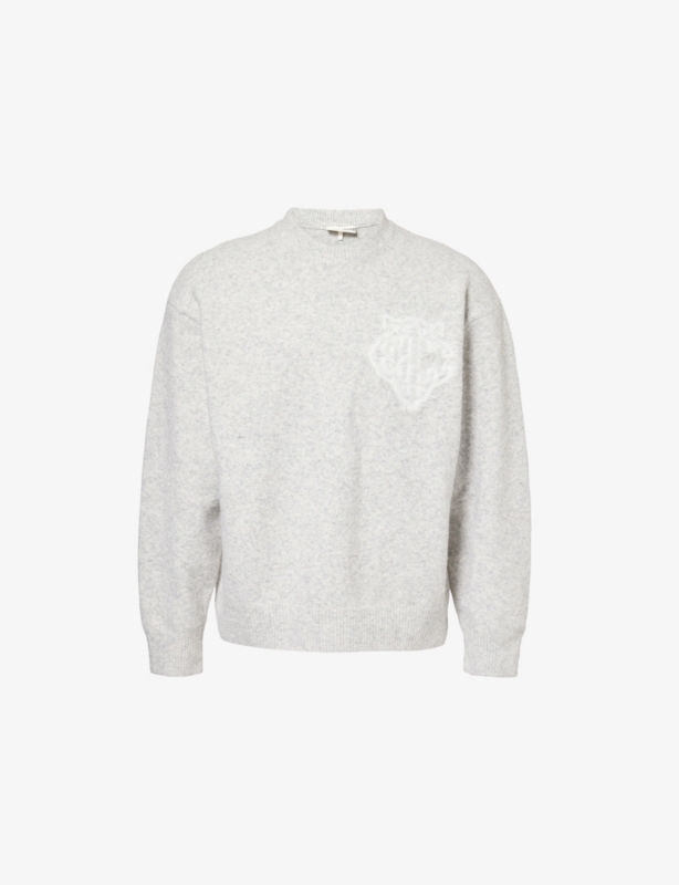 Fluffy Emblem Knitted Jumper