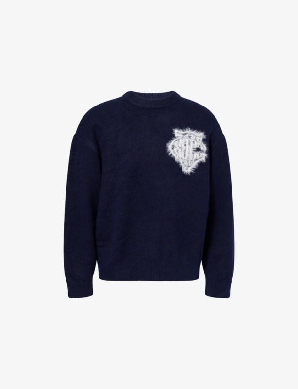 Fluffy Emblem Knitted Jumper