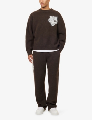 THE COUTURE CLUB: Monogram Emblem Wide-Leg Knitted Jogging Bottoms