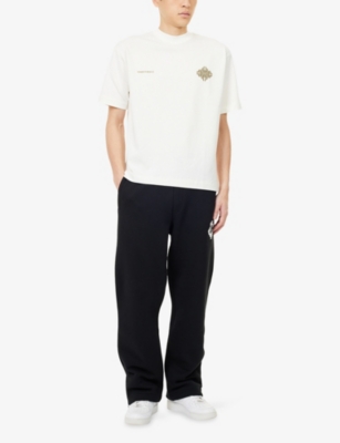The Couture Club Mens Black Monogram Emblem Straight-leg Cotton-blend Jogging Bottoms In Black