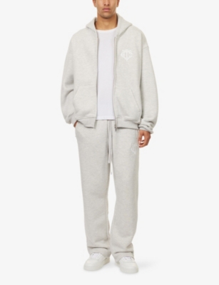 The Couture Club Mens  Monogram Emblem Straight-leg Cotton-blend Jogging Bottoms In Gray