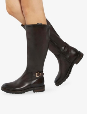 Dune Womens Brown Leather Tabbey Leather Knee-high Boots Eur 37 / 4 Uk In Brown