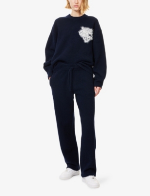 The Couture Club Womens  Monogram Emblem Round-neck Knitted Jumper In Blue