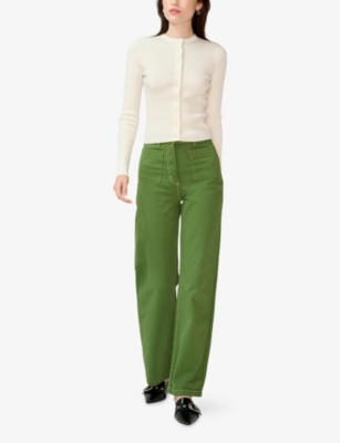 Omnes Womens Green Orielle Wide-leg High-rise Jeans In Green
