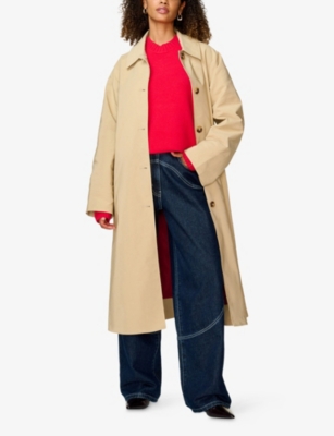 Omnes Womens Beige Charleston Side-pocket Woven Trench Coat In Brown