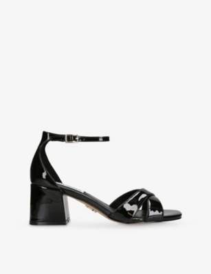 Steve Madden Womens Black Fergie 238 Faux-leather Heeled Sandals Eur 36 / 3 Uk