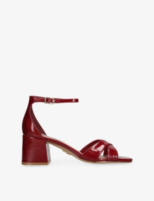 Steve Madden Womens Red Fergie 238 Faux-leather Heeled Sandals Eur 38/5 Uk