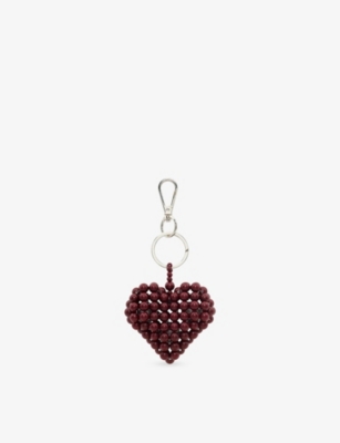 The Kooples Womens Bordeaux Heart Bag Charm In Burgundy