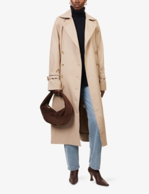 Totême Womens Khaki Double-breasted Cotton-blend Trench Coat In Brown
