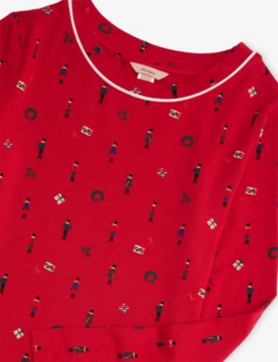 Eberjey Printed Long-sleeves Stretch-woven Pyjama Set 2-10 In Red