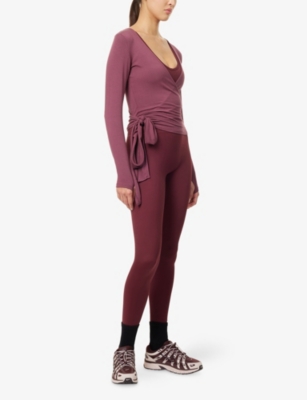 SISTERLY TRIBE: Soft Ballet Wrap Long-Sleeves Stretch-Woven Top