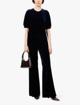 ME AND EM: Puff-Sleeve Velour Top