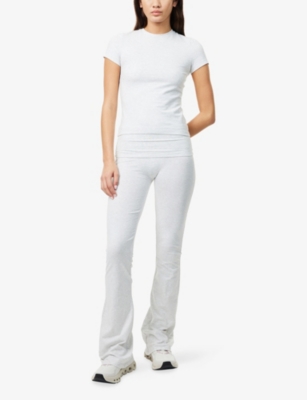Sisterly Tribe Womens Grey Marl Soft  Round-neck Stretch-cotton T-shirt In White
