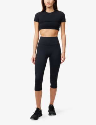 Sisterly Tribe Womens Black Softsculpt Capri High-rise Gym Leggings In Black