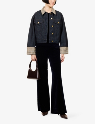 Me And Em Womens  Tailored Straight-leg Velvet Trousers In Black