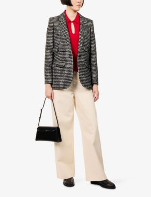 Me And Em Womens  Houndstooth Single-breasted Woven Blazer In Multi