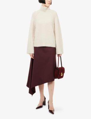 Me And Em And Em Womens Pale Oatmeal High-neck Relaxed-fit Bouclé Wool-blend Jumper In Neutral
