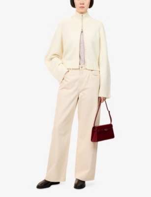 Me And Em Womens  High-neck Merino-wool And Cashmere Knitted Jacket In White