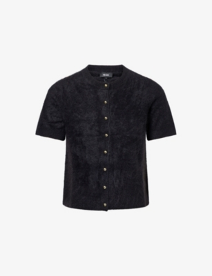 Me And Em And Em Womens Black Button-through Brushed Cashmere Knit Top In Black