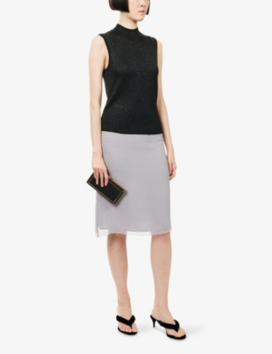 ME AND EM: Sequin-Embellished High-Neck Shimmer-Knit Vest