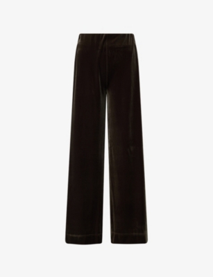 Me And Em Womens  Wide-leg Velour Palazzo Trousers In Black