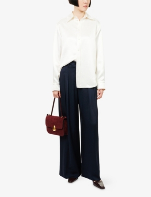 ME AND EM: Double-Pleated Wide-Leg Satin Trousers